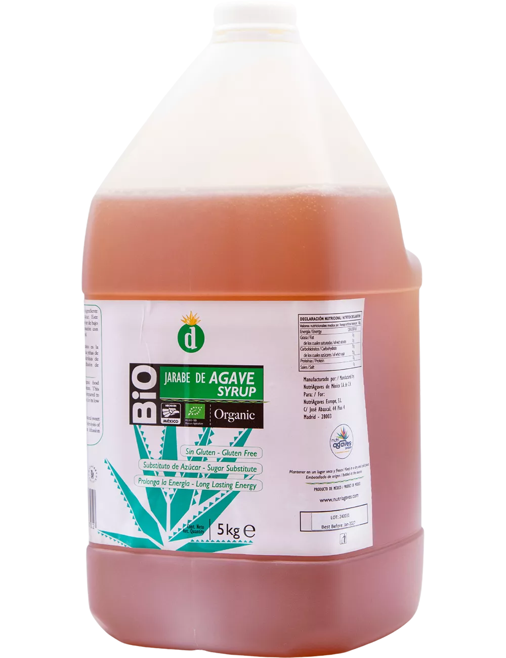 NutriAgaves - Sirop d'agave bio - BIDON 5L