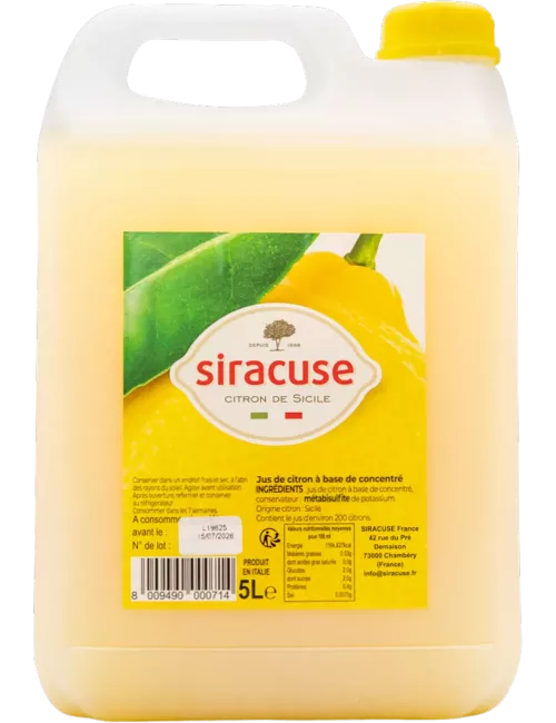 Siracuse - Jus de citron jaune - BIDON 5L